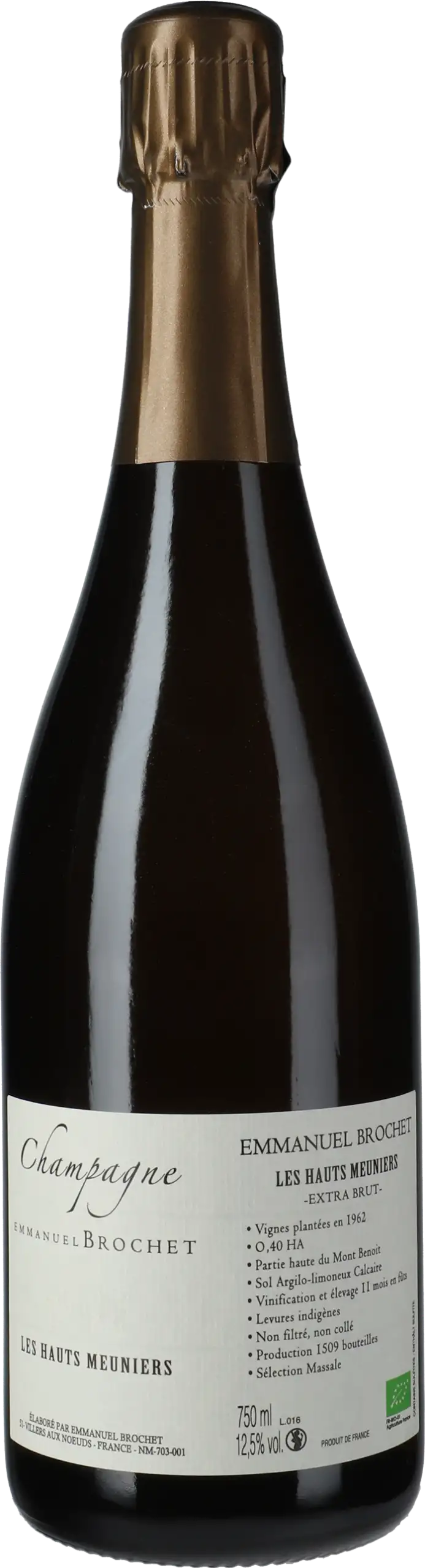 Emmanuel Brochet: Champagne Les Hauts Meuniers Blanc de Noirs Premier Cru Extra Brut 2016