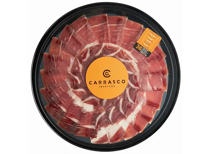 Jamón de Carrasco 100% Bellota Loncheado a Cuchillo Plato Redondo 100gr