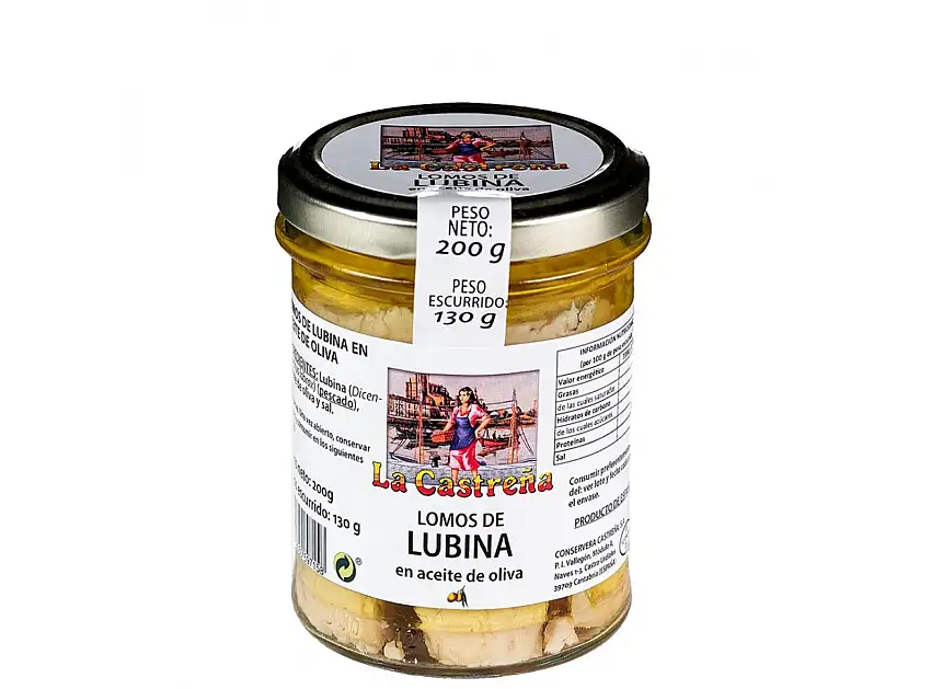 Lomos de lubina en aceite de oliva "La Castreña" 200gr