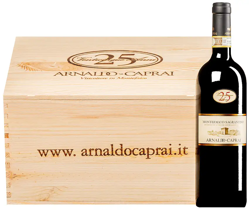 “25 Anni” Sagrantino di Montefalco DOCG 2020 · 6 Flaschen in Original-Holzkiste