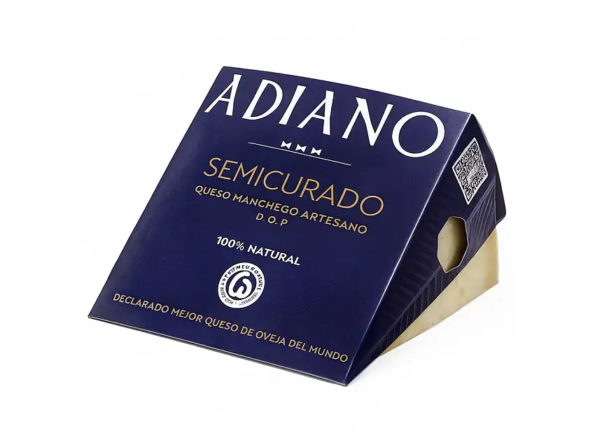 Cuña de Queso Manchego Adiano SemiCurado en estuche de 250gr