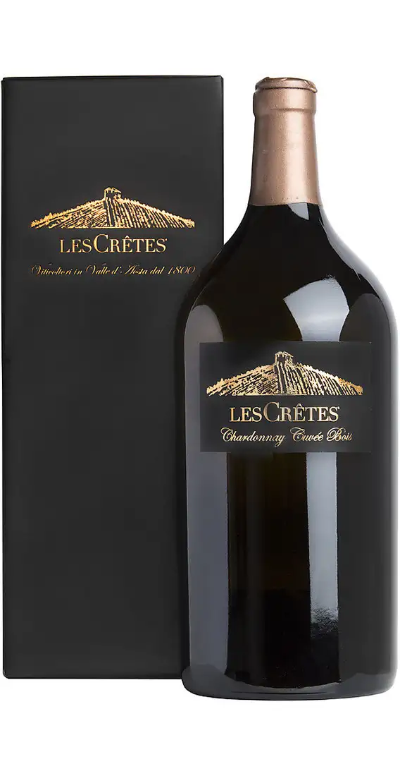Doppelmagnum 3 Liter Chardonnay Cuvée Bois Valle d'Aosta DOP in Holzkiste Les Cretes