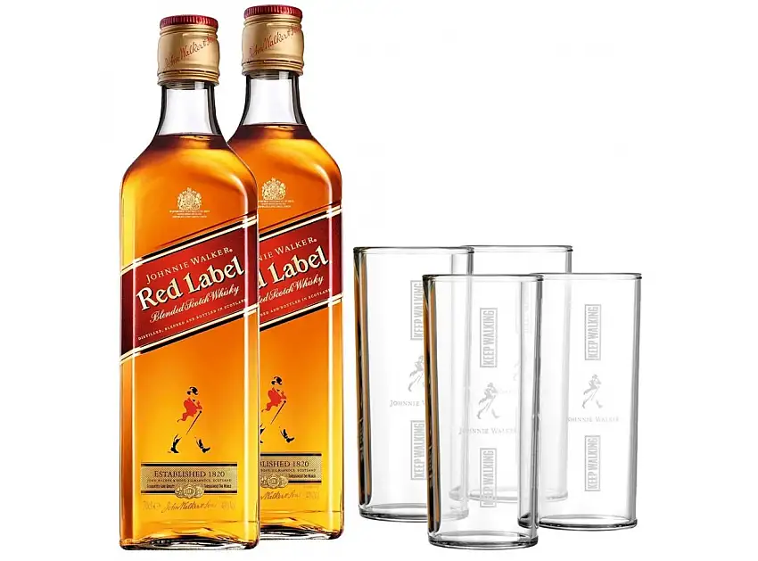 Pack 2 Johnnie Walker Red Label + 4 Vasos