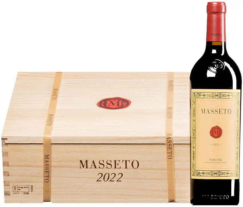 “Masseto” Toscana IGT 2022 · 3 Flaschen in Original-Holzkiste