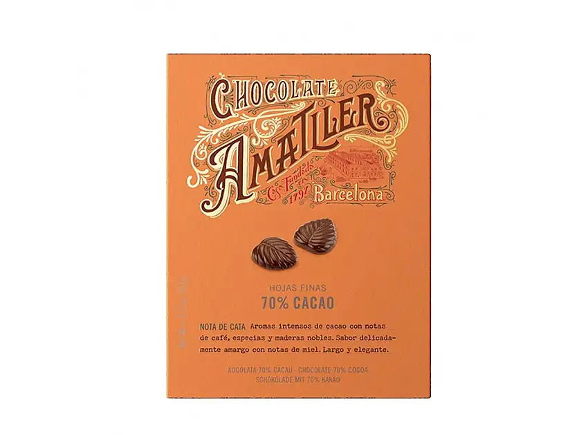 Únicos Hojas de chocolate 70% 60gr. Amatller