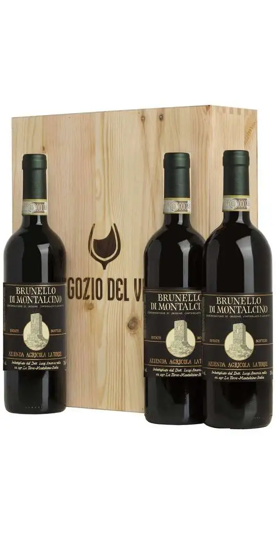 Vertikaler Brunello di Montalcino DOCG 2012 - 2013 - 2014 in Holzkiste La Torre